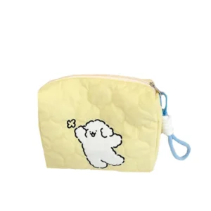 Quilted Makeup Pouch Puppy Print Pattern